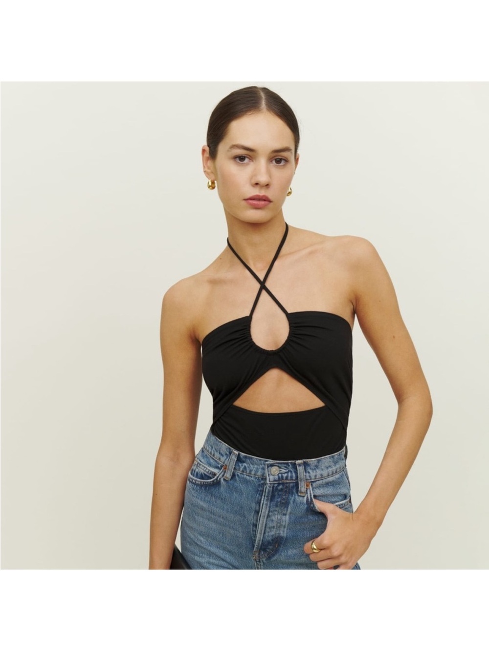 Reformation Ozella Knit top in Black